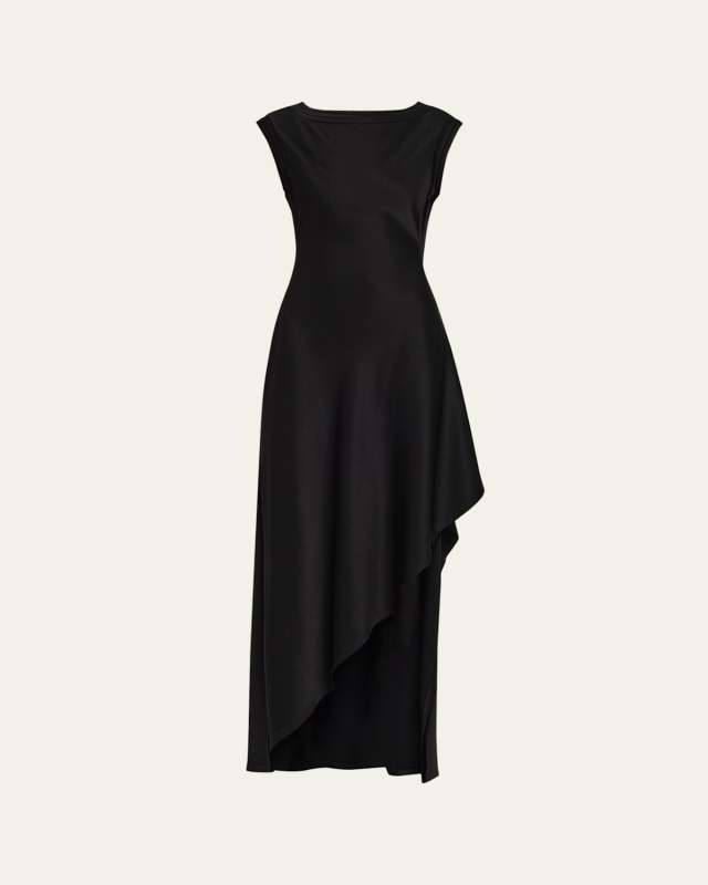 Crepe Back Satin Asymmetrical Gown